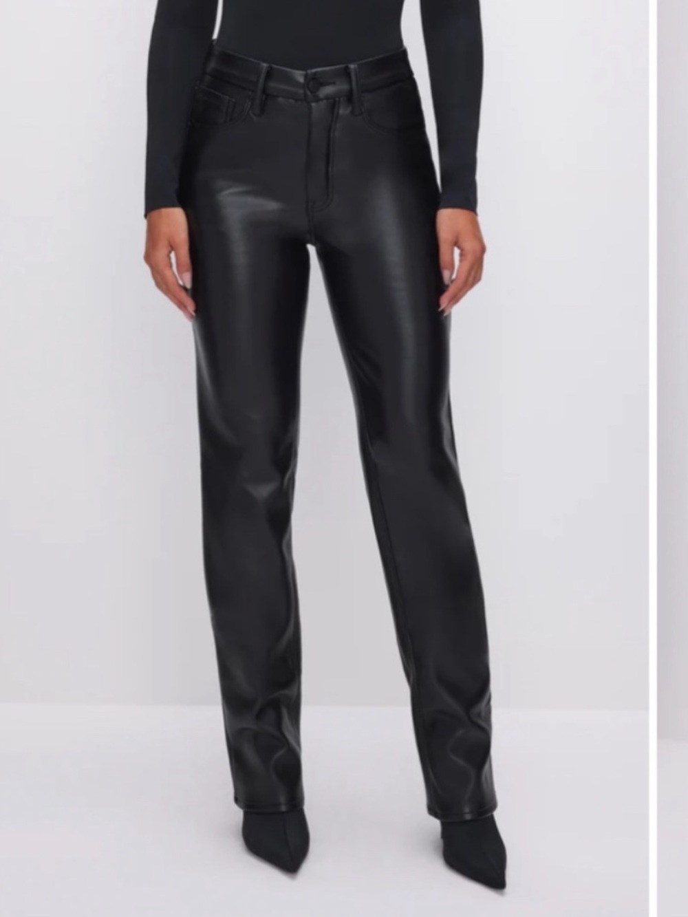 Good American Good Icon Faux Leather Straight Leg Pants 6